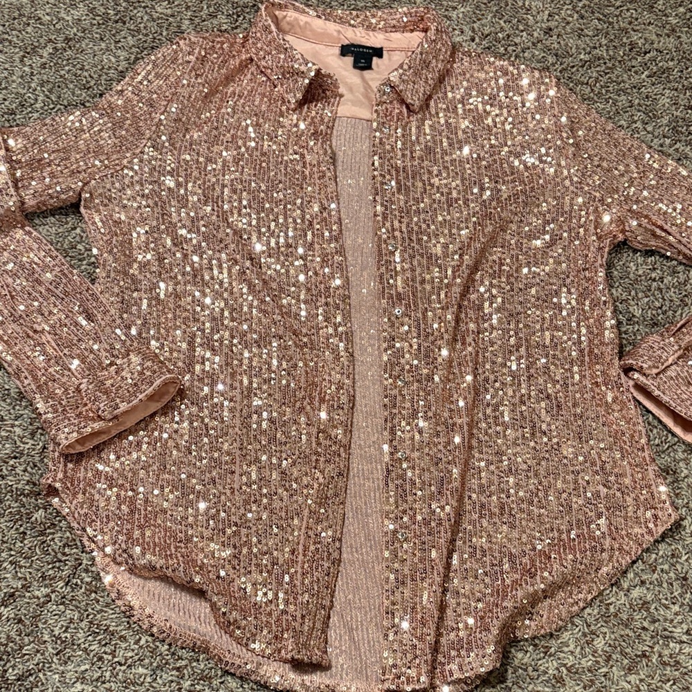 Halogen Sparkling Pink Sequin Top